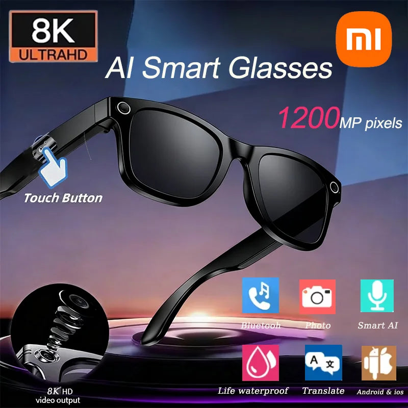 Xiaomi 8K AI Glasses Bluetooth Call 1200MP HD Camera Chat GPT Voice Assistant Music Player Translate Smart Sunglasses 2026