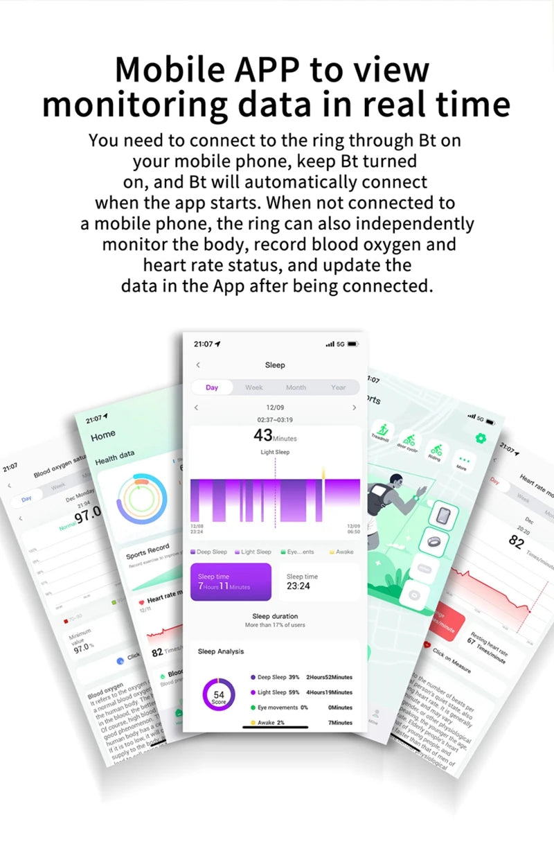 Smart Ring FOR Huawei Xiaomi Heart Sports Ring  Black Technology Sleep Monitoring Xiaomi Bluetooth Suitable for ios/Android
