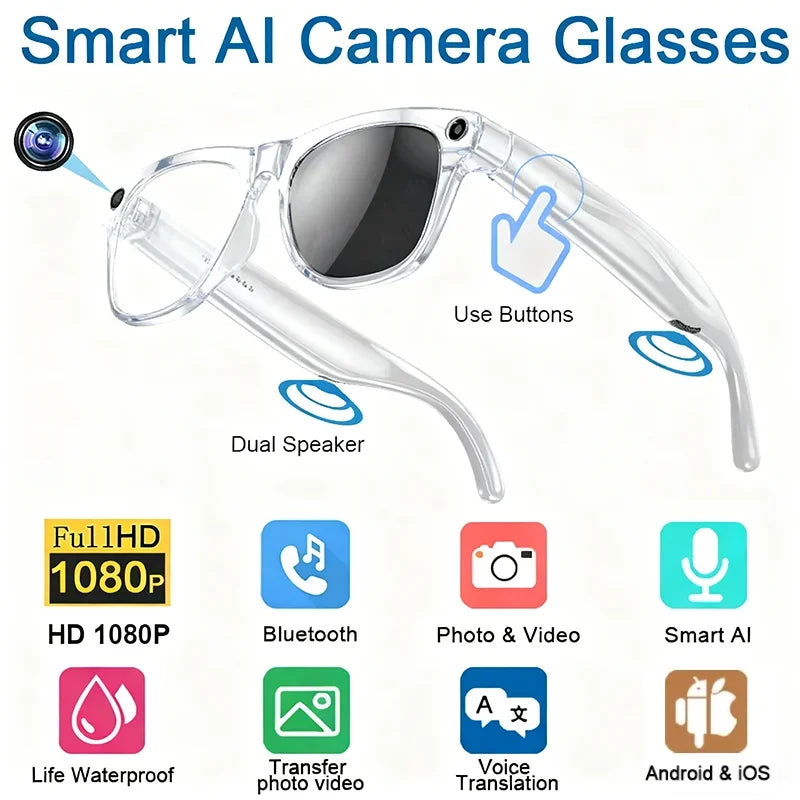 Xiaomi 8K AI Glasses Bluetooth Call 1200MP HD Camera Chat GPT Voice Assistant Music Player Translate Smart Sunglasses 2026