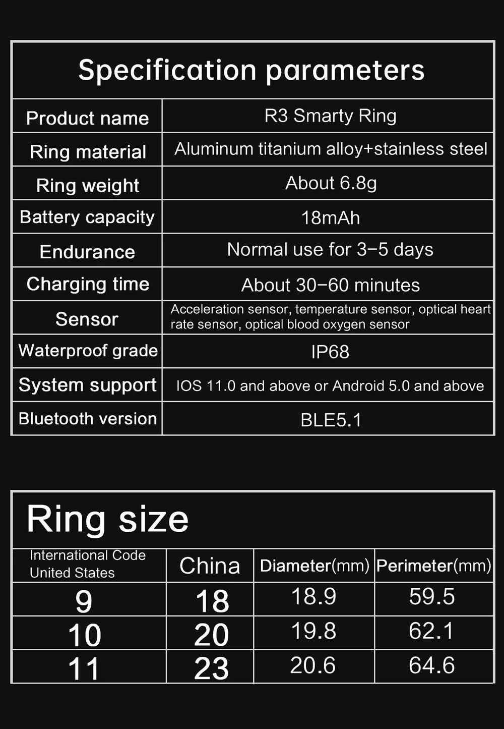 Smart Ring FOR Huawei Xiaomi Heart Sports Ring  Black Technology Sleep Monitoring Xiaomi Bluetooth Suitable for ios/Android